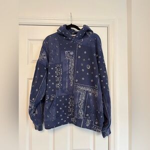 Abercrombie & Fitch Men’s Large Blue Bandana Print Hoodie Sweatshirt